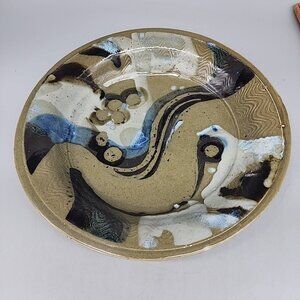 Vintage Handmade Pie Dish Stoneware 1999 Renee Compton